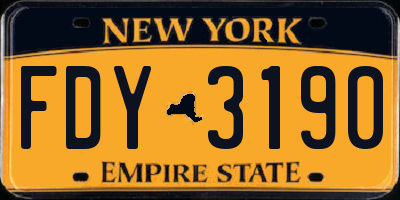 NY license plate FDY3190