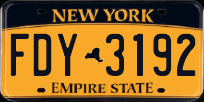 NY license plate FDY3192