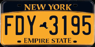 NY license plate FDY3195