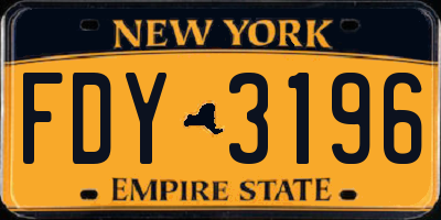 NY license plate FDY3196