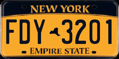 NY license plate FDY3201