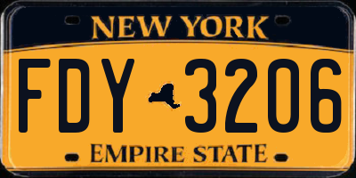 NY license plate FDY3206