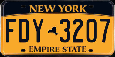 NY license plate FDY3207