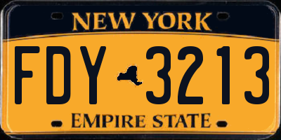 NY license plate FDY3213
