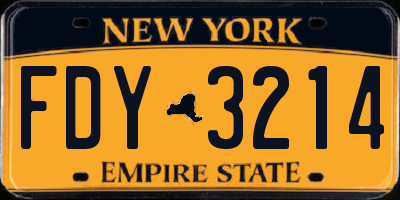 NY license plate FDY3214