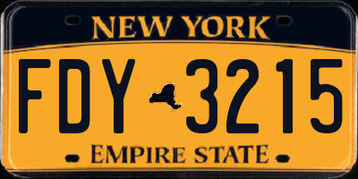 NY license plate FDY3215