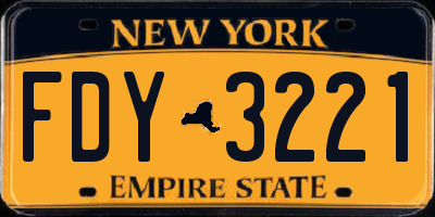 NY license plate FDY3221