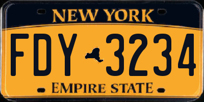 NY license plate FDY3234