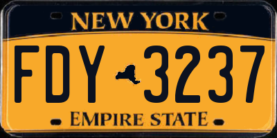 NY license plate FDY3237