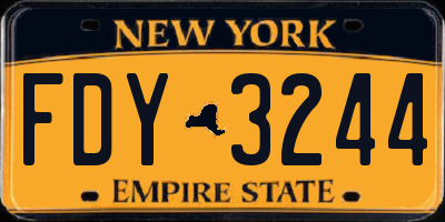 NY license plate FDY3244