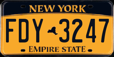 NY license plate FDY3247