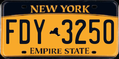 NY license plate FDY3250