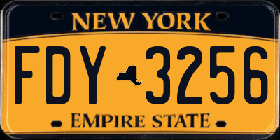 NY license plate FDY3256