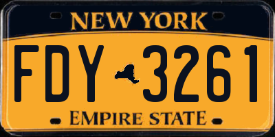 NY license plate FDY3261