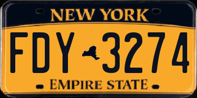 NY license plate FDY3274