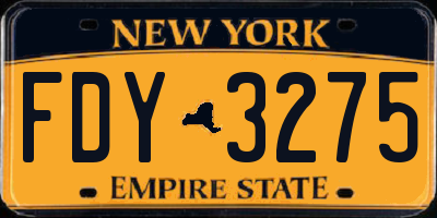 NY license plate FDY3275