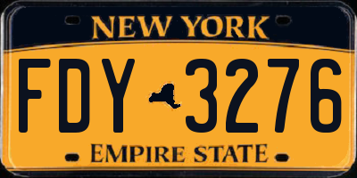 NY license plate FDY3276
