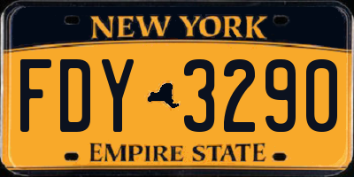 NY license plate FDY3290