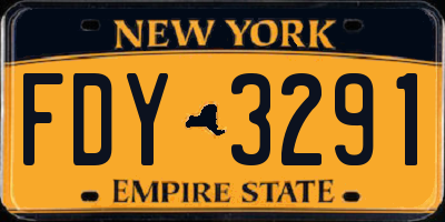 NY license plate FDY3291