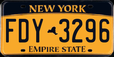 NY license plate FDY3296