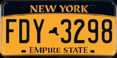 NY license plate FDY3298