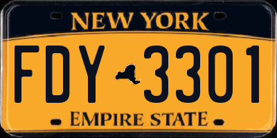 NY license plate FDY3301