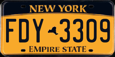 NY license plate FDY3309