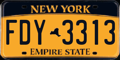 NY license plate FDY3313