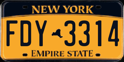 NY license plate FDY3314