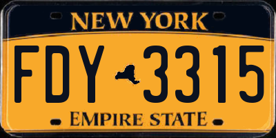 NY license plate FDY3315