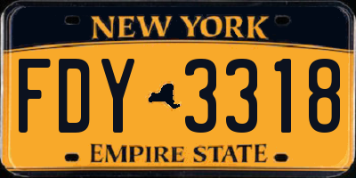 NY license plate FDY3318