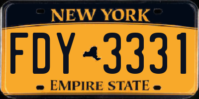 NY license plate FDY3331