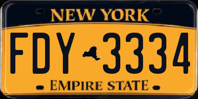 NY license plate FDY3334