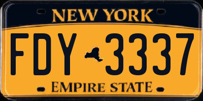NY license plate FDY3337