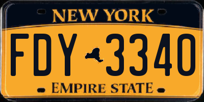 NY license plate FDY3340
