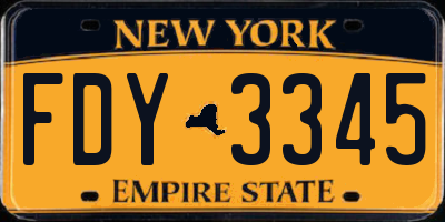 NY license plate FDY3345