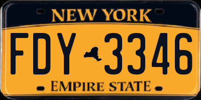 NY license plate FDY3346