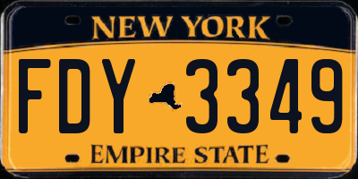 NY license plate FDY3349