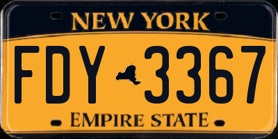 NY license plate FDY3367