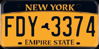 NY license plate FDY3374