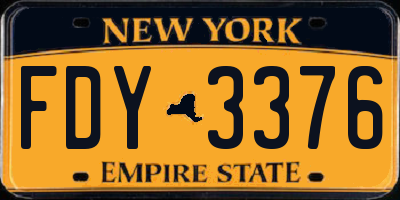 NY license plate FDY3376