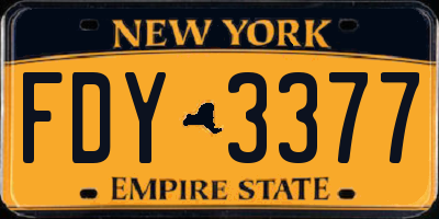 NY license plate FDY3377