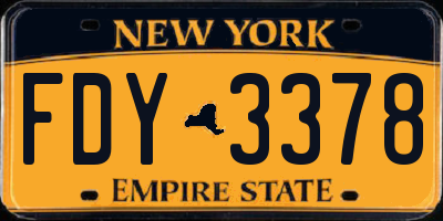 NY license plate FDY3378
