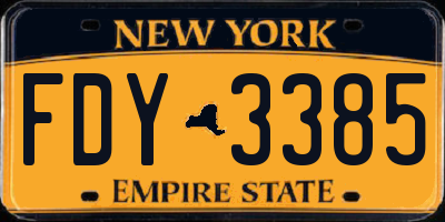 NY license plate FDY3385