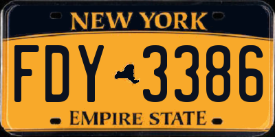 NY license plate FDY3386