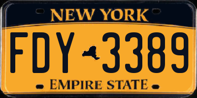 NY license plate FDY3389