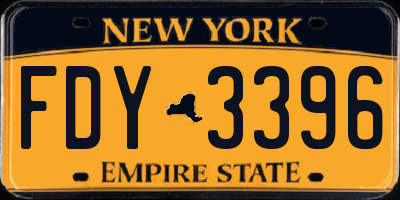 NY license plate FDY3396