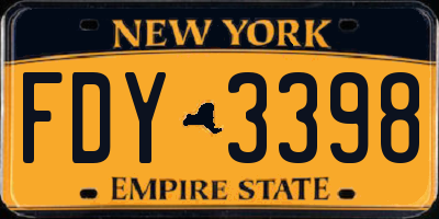 NY license plate FDY3398