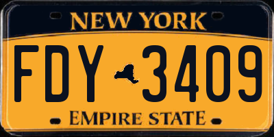 NY license plate FDY3409