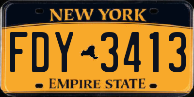 NY license plate FDY3413